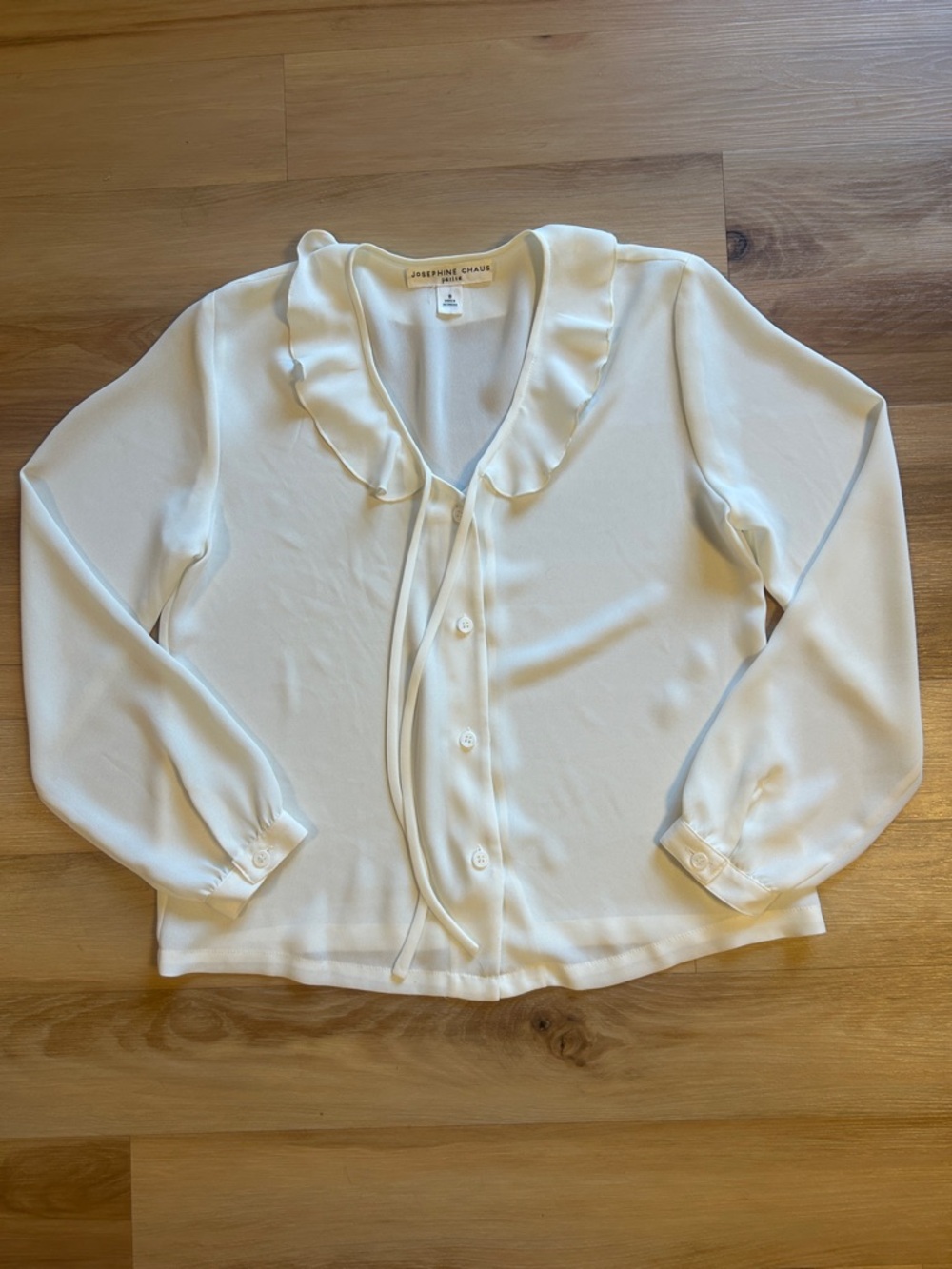 Josephine Chaus Ivory Ruffle Tie-Neck Blouse